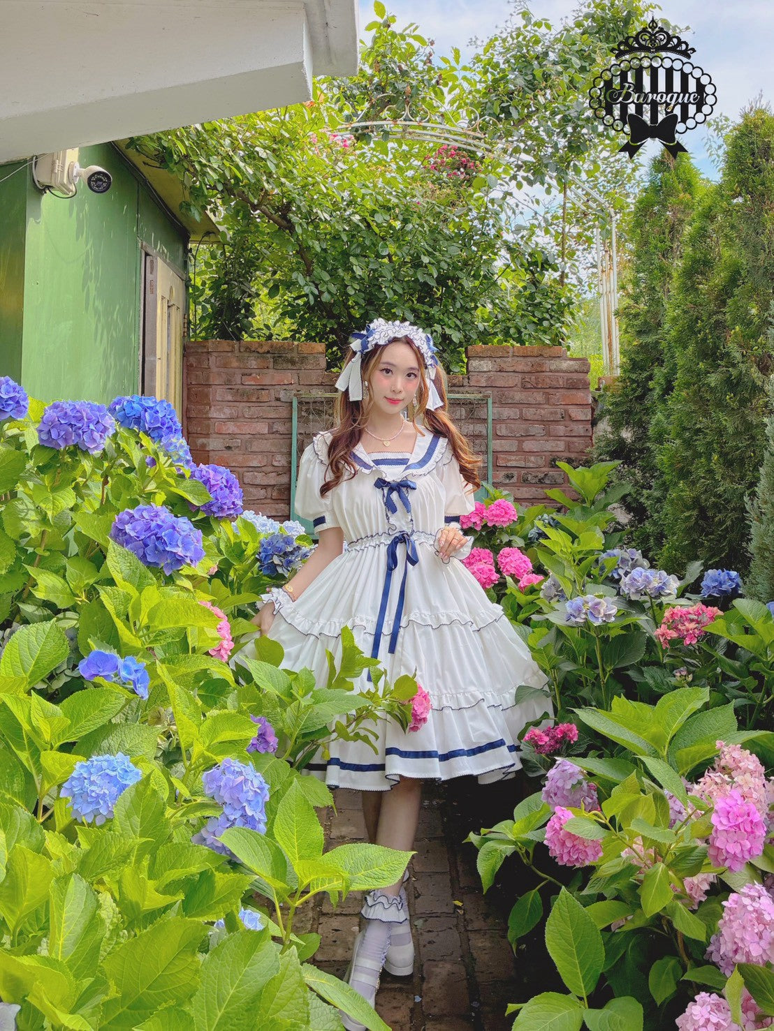 【Baroque】バロック　★ご予約受付中★　Perles de roséeセーラーワンピース　4色展開　M~L/XL