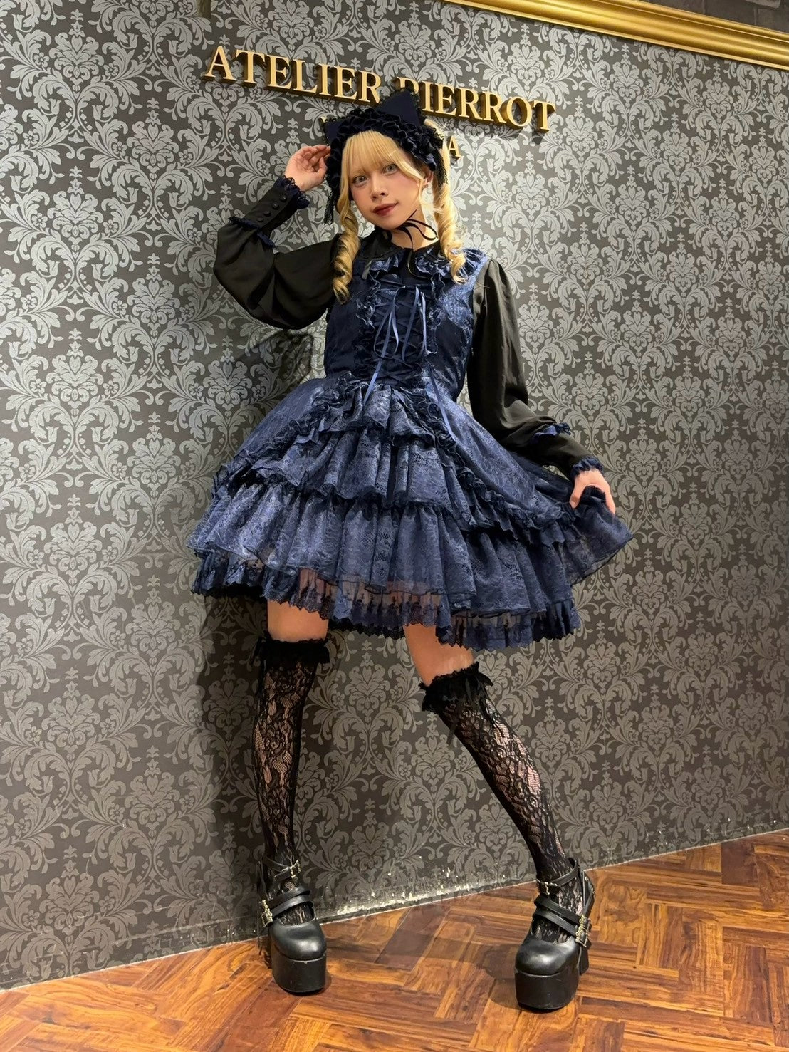【ATELIER PIERROT】　Claudia Lace Mini Jumperskirt　ホワイト/ボルドー/パープル/ネイビー/ブラック