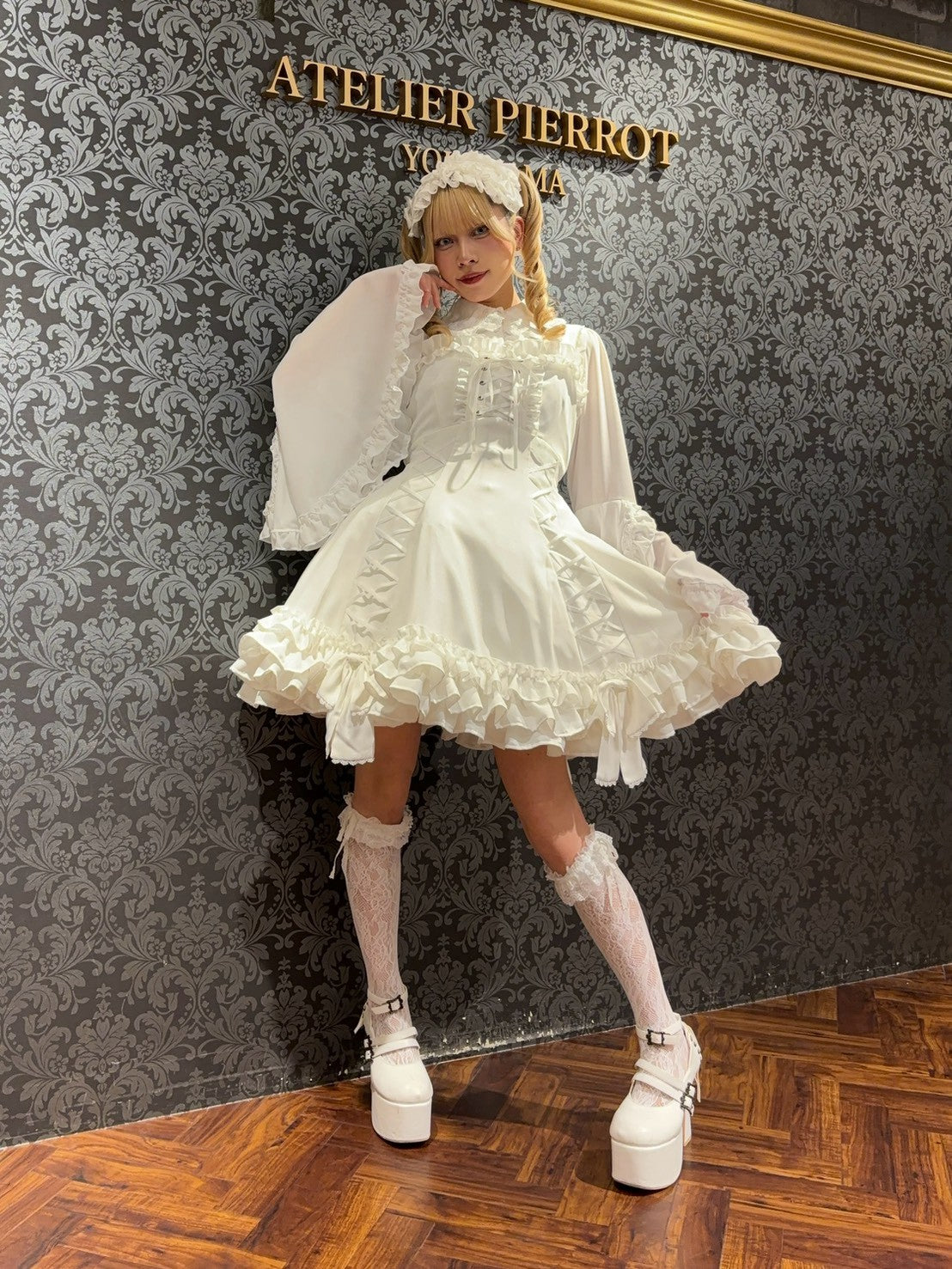 【ATELIER PIERROT】　 AdenophoraBabydoll Jumperskirt　ホワイト/ボルドー/パープル/ネイビー/ブラック