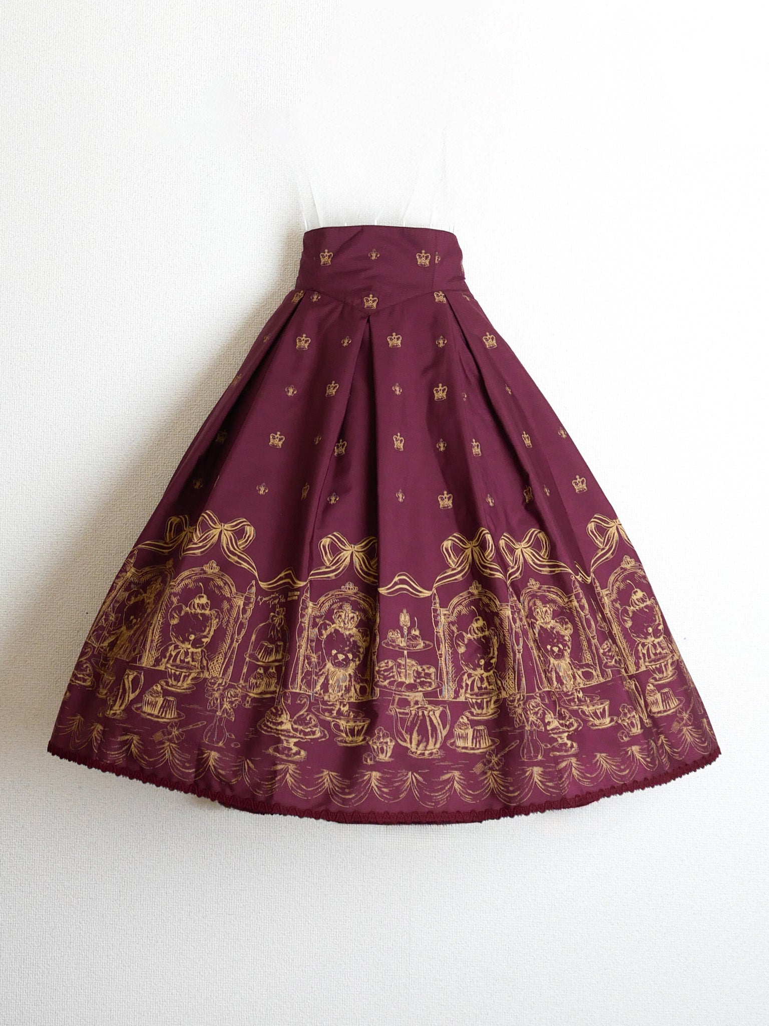 【Victorian maiden】ヴィクトリアンメイデン　ロイヤルベアミリィクロップドスカート　クリーム/ボルドー/ダークネイビー ★受注期間受注期間 12月15日(月)まで★