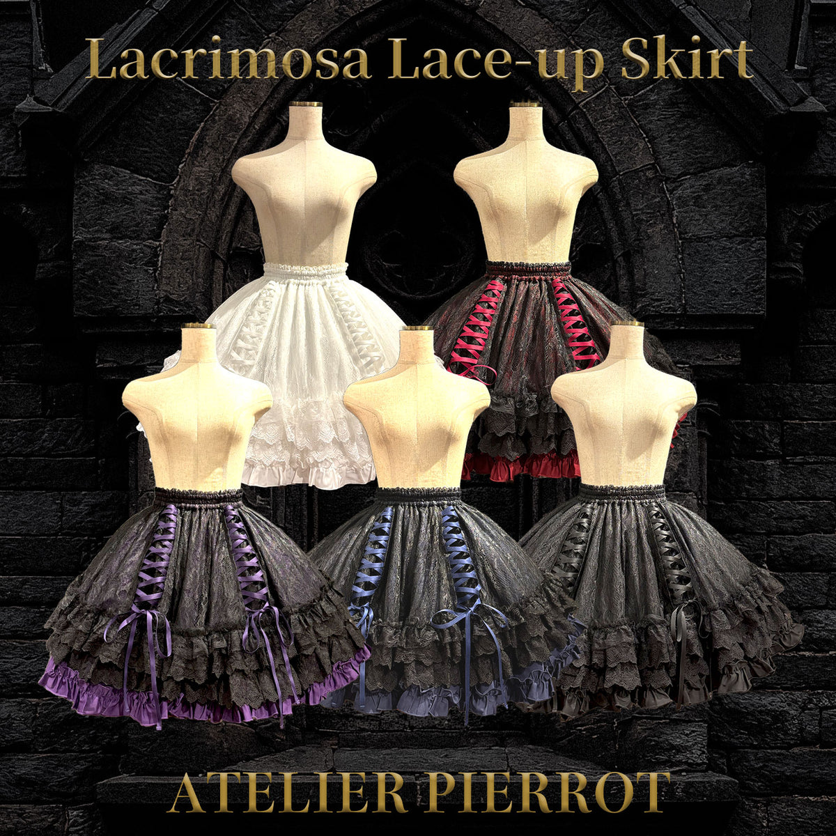【ATELIER PIERROT】　★现已接受预订★ Lacrimosa 系带裙White/Bordeaux/Purple/Navy/Black