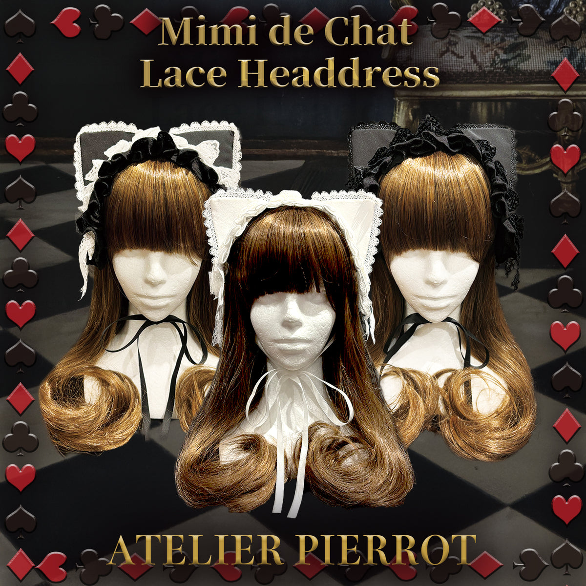 ATELIER PIERROT】 Mimi de Chat Lace Headdress ホワイト/ブラック 