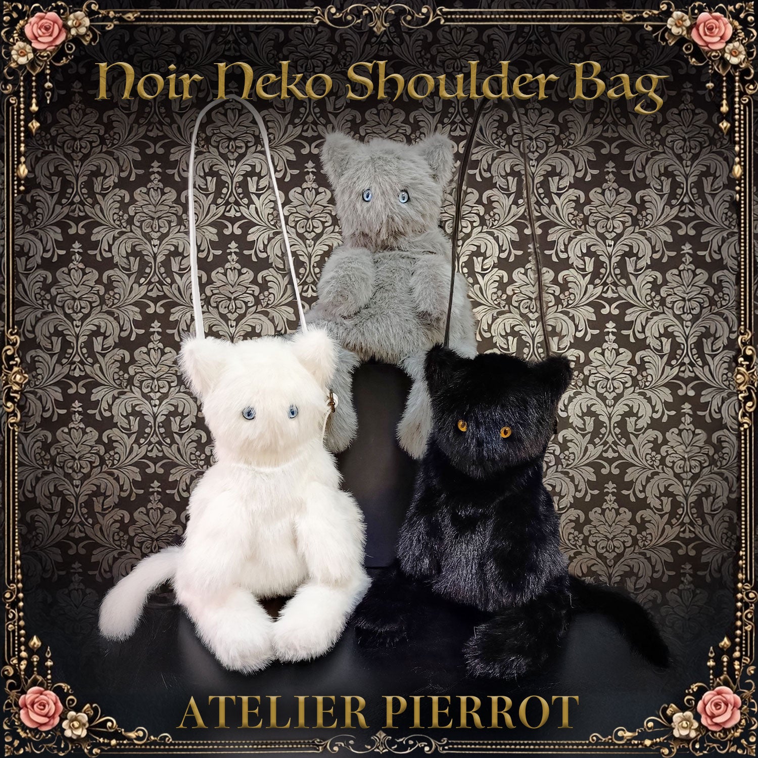 【ATELIER PIERROT】　Noir Neko Shoulder Bag　ホワイト/グレー/ブラック ★3月上旬～中旬入荷予定★