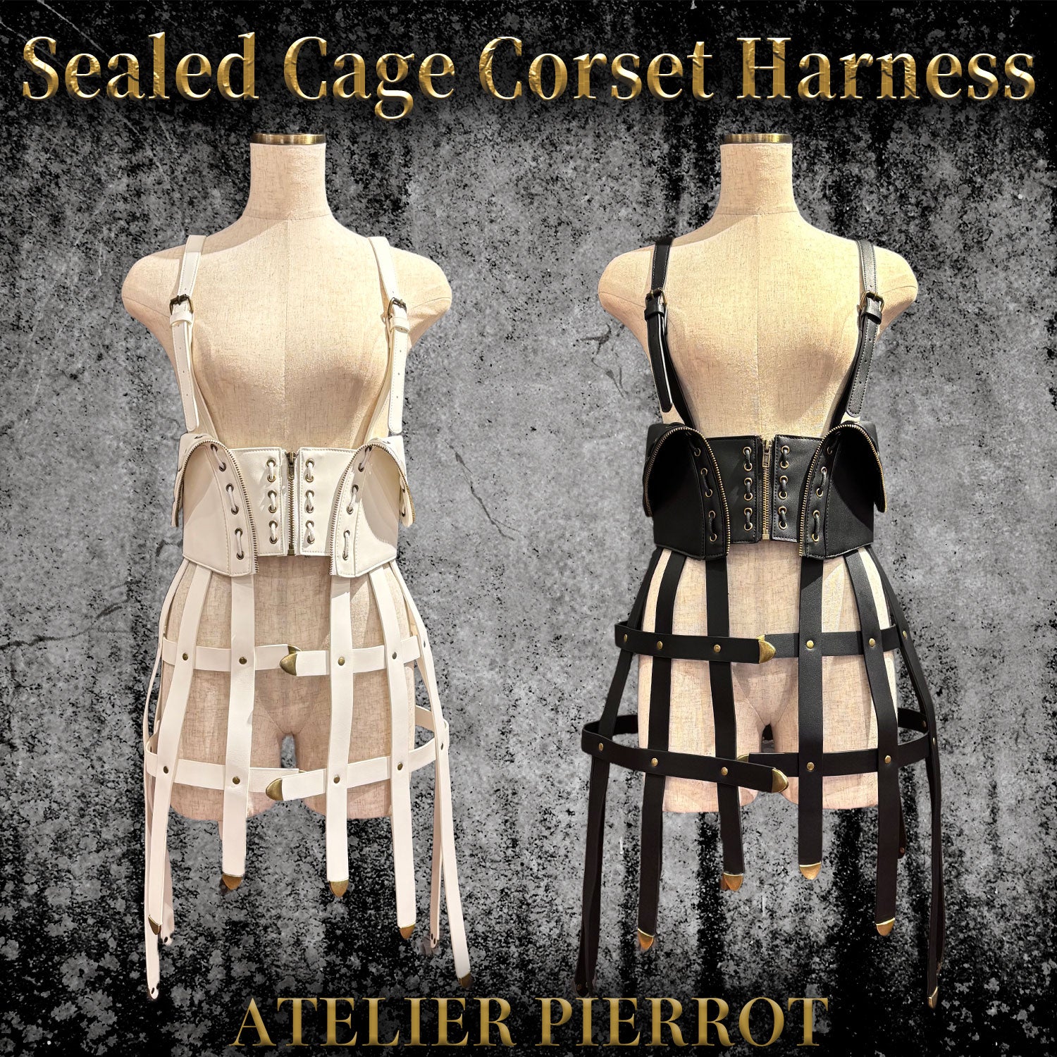 【ATELIER PIERROT】　★ご予約受付中★Sealed Cage Corset Harness　ホワイト/ブラック