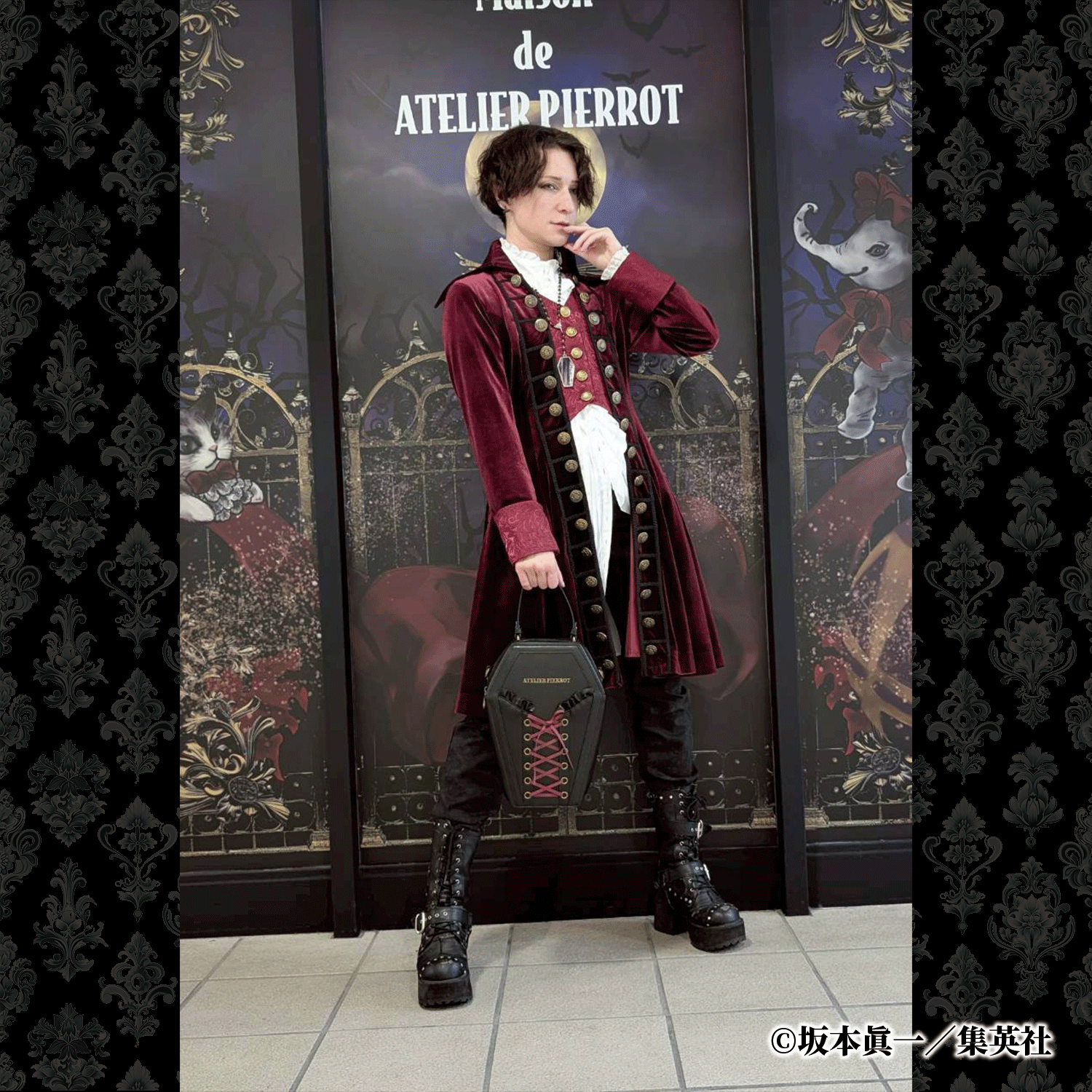 【ATELIER PIERROT] Lange Jacke „Innocent“ rot (mit Stickerei) / blau (ohne Stickerei) / schwarz (ohne Stickerei)