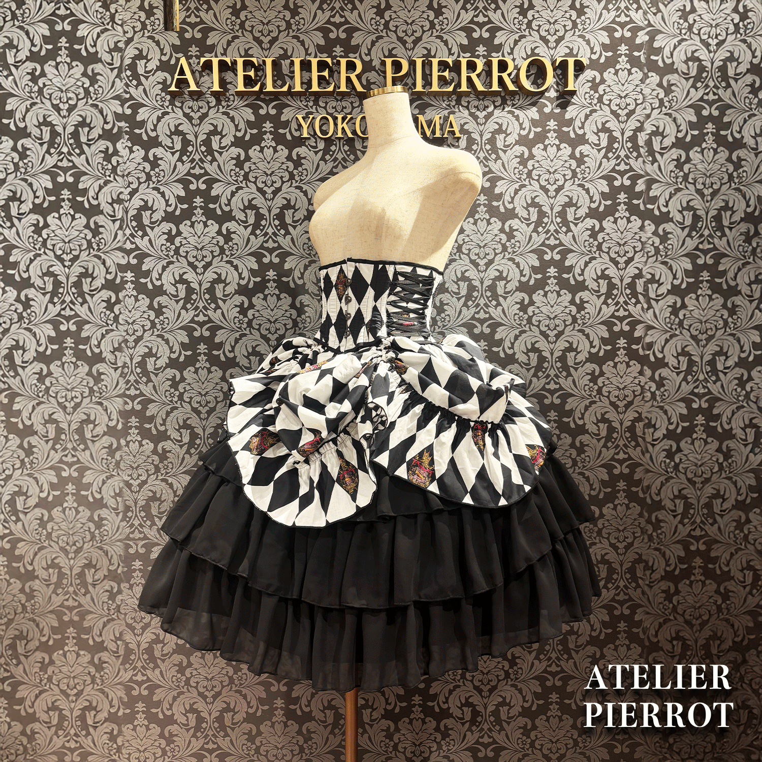 【ATELIER PIERROT】　"Diamond Circus" Corset　白×黒/ワイン/パープル/グリーン　★3月中旬発売★