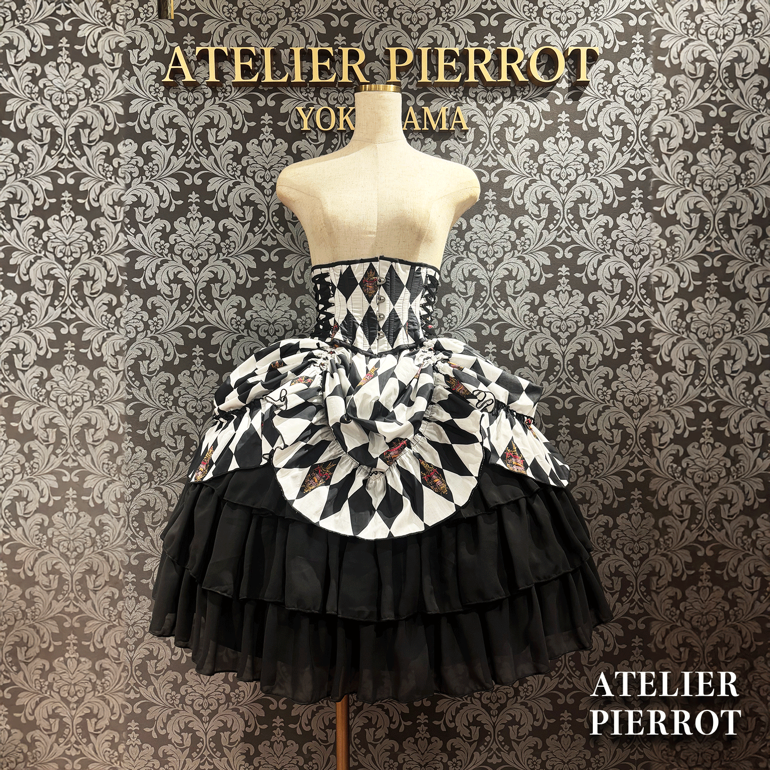 【ATELIER PIERROT】 "Diamond Circus" Corsé blanco x negro/vino/púrpura/verde★Lanzado a mediados de marzo★