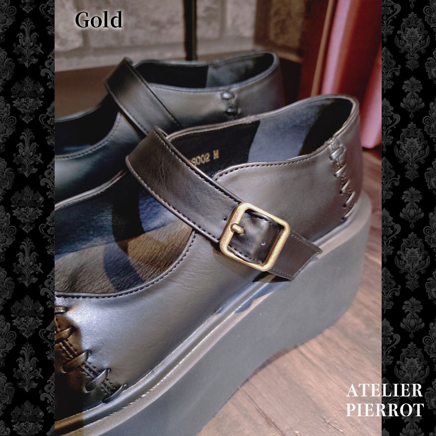 【ATELIER PIERROT】　“Nocturnal Grave” Batwing Mended Shoes　ゴールド/ブラック　S/M/L/XL