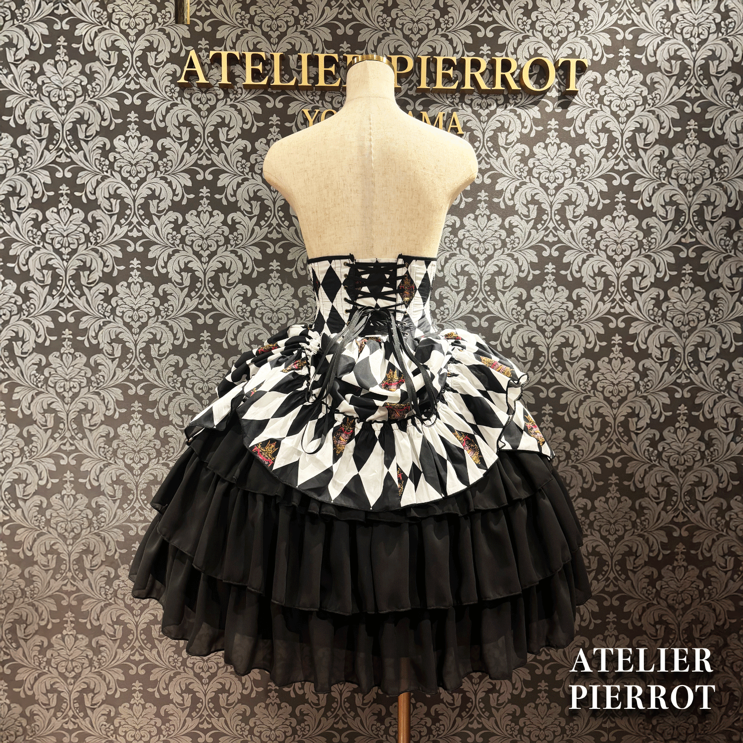 【ATELIER PIERROT】“钻石马戏”紧身胸衣白色X黑色/葡萄酒/紫色/绿色★于3月中旬发布★