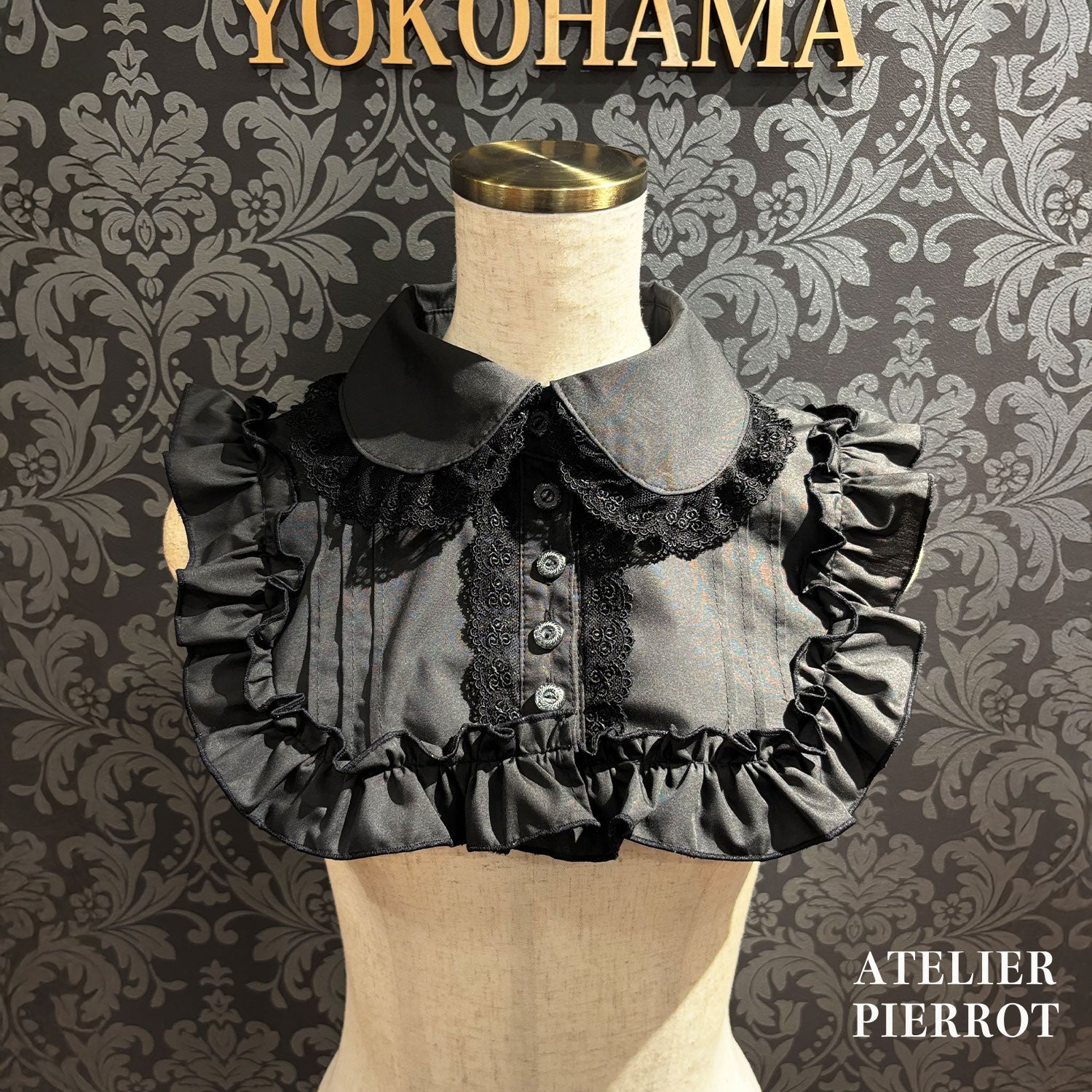 【ATELIER PIERROT] Attached collar/round collarWhite/Black