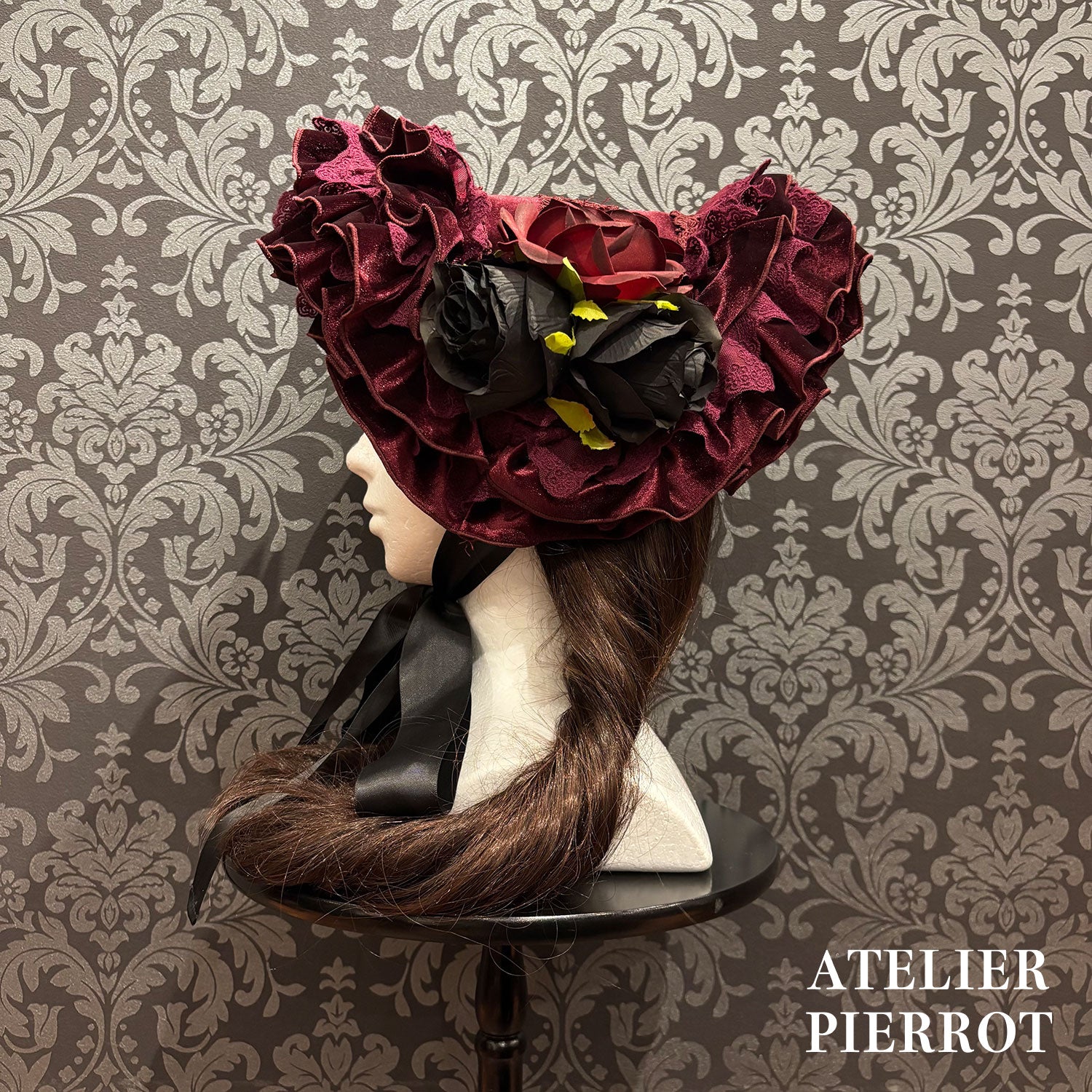 【ATELIER PIERROT】 Adenophora Grand Headdress Bordeaux/Marine/Schwarz★Von Anfang bis Mitte September entlassen★