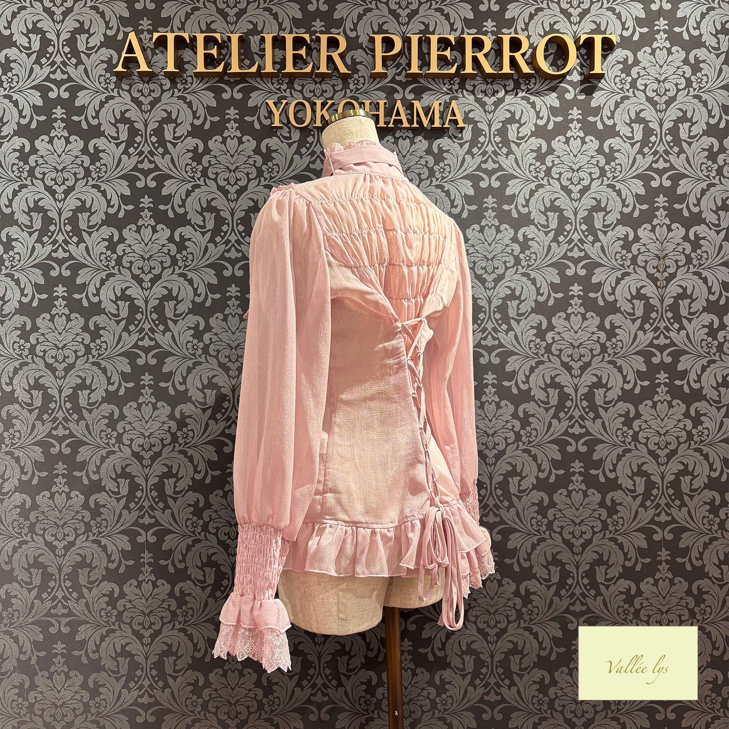 【Vallée lys】ヴァレリス　Ethereal Ribbon Blouse　ホワイト/ピンク/ブラック