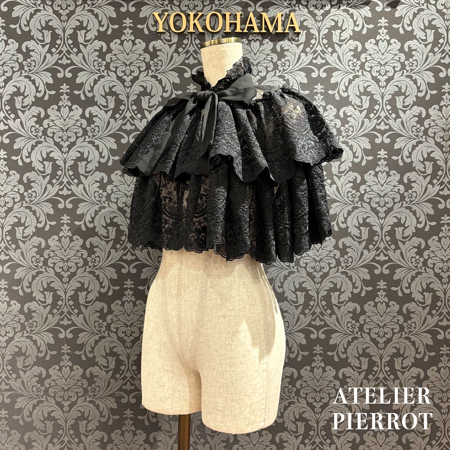 【ATELIER PIERROT】　★Jetzt Reservierungen entgegennehmen★Chantilly-Spitzen-CapeletWhite/Black