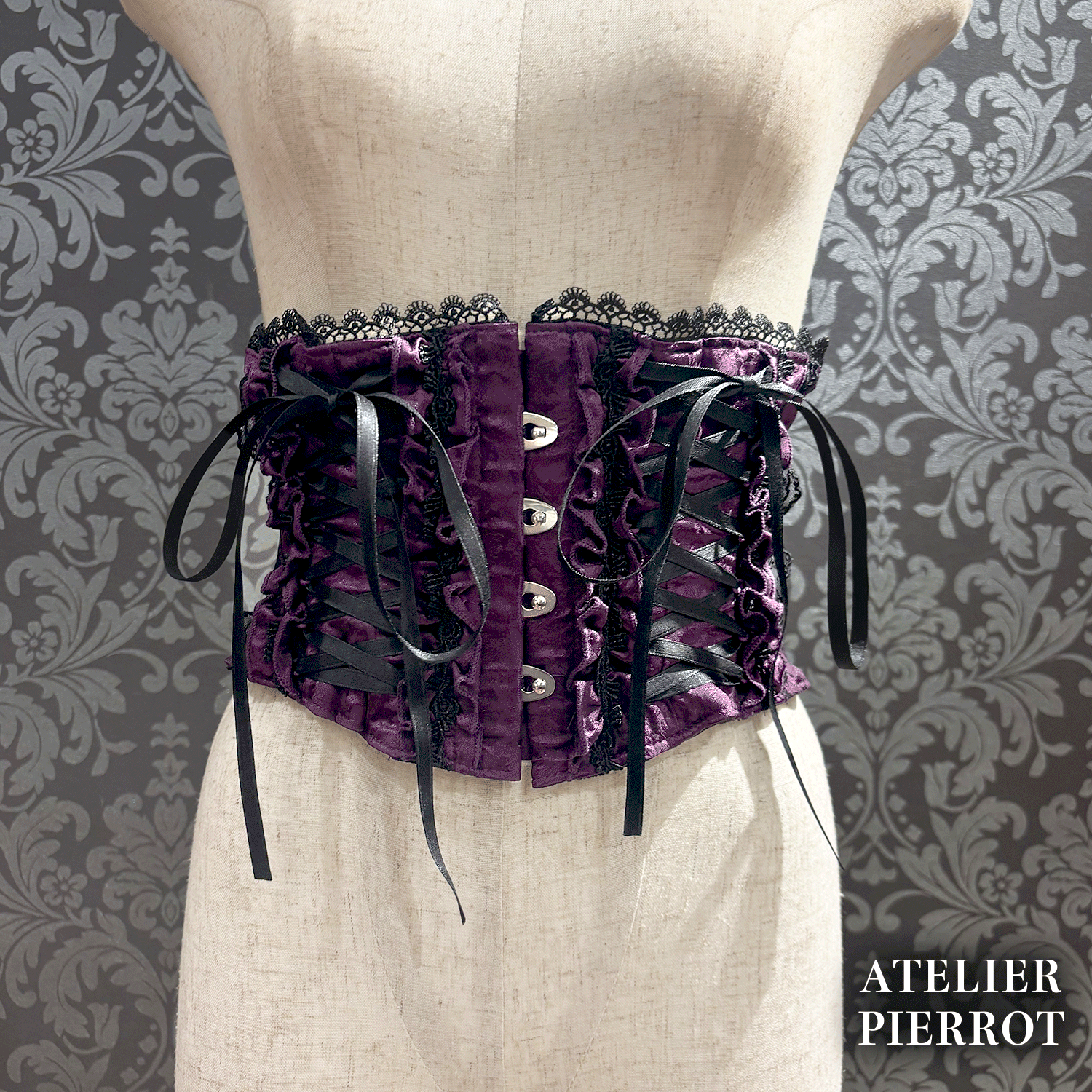 【ATELIER PIERROT】　Thorned Rose Corset　ホワイト/ボルドー/パープル/ネイビー/ブラック×ホワイト/ブラック　★11月中旬〜下旬発売★