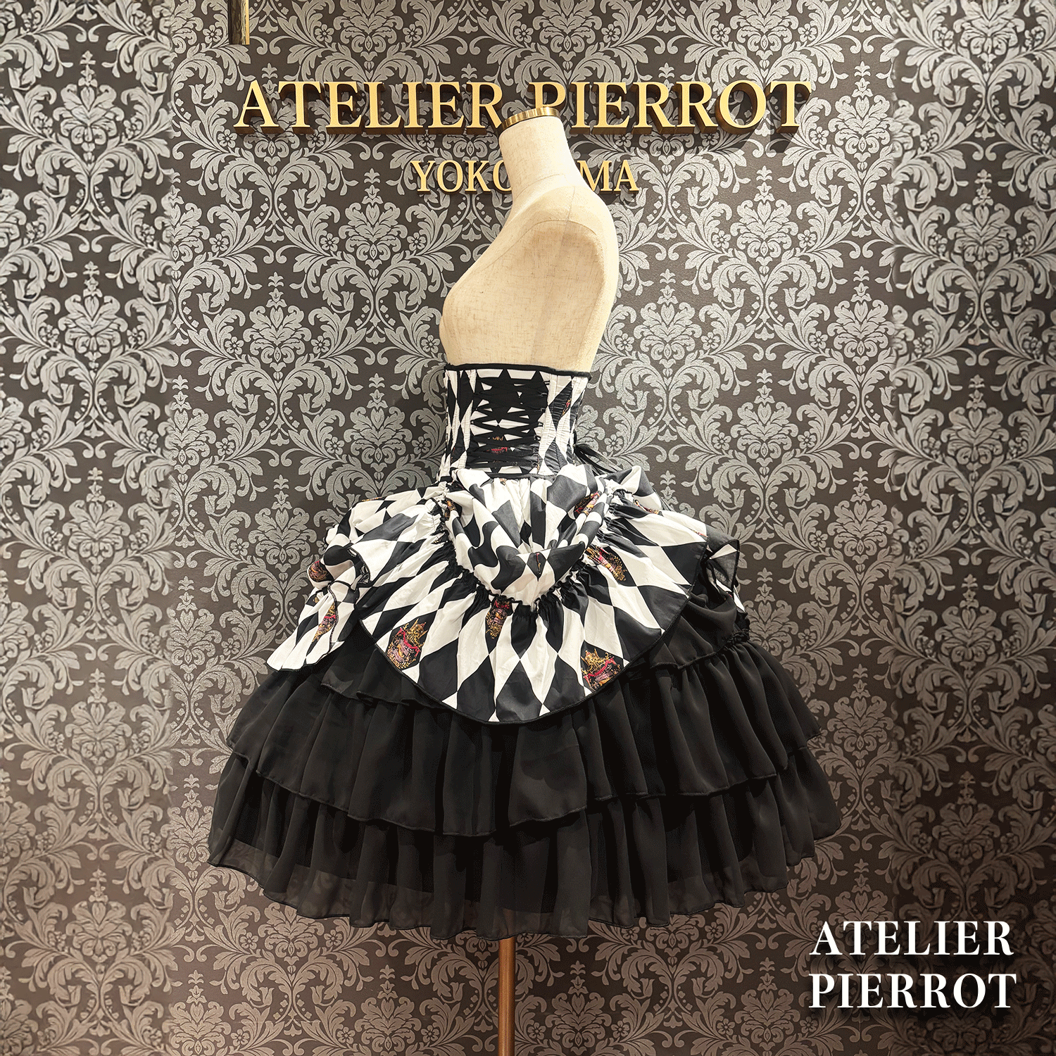 【ATELIER PIERROT】　"Diamond Circus" Corset　白×黒/ワイン/パープル/グリーン