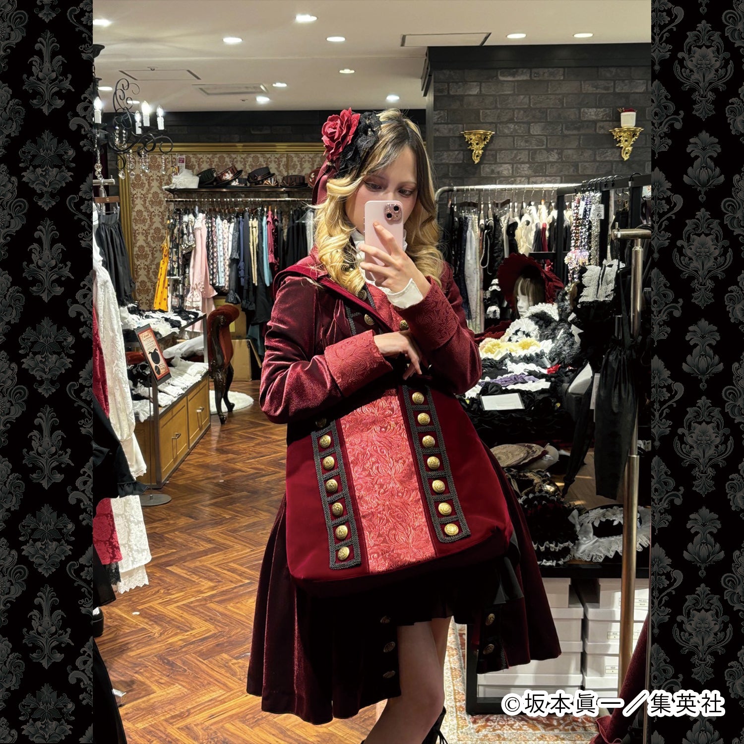 【ATELIER PIERROT] "Innocent" tote bag wine/black