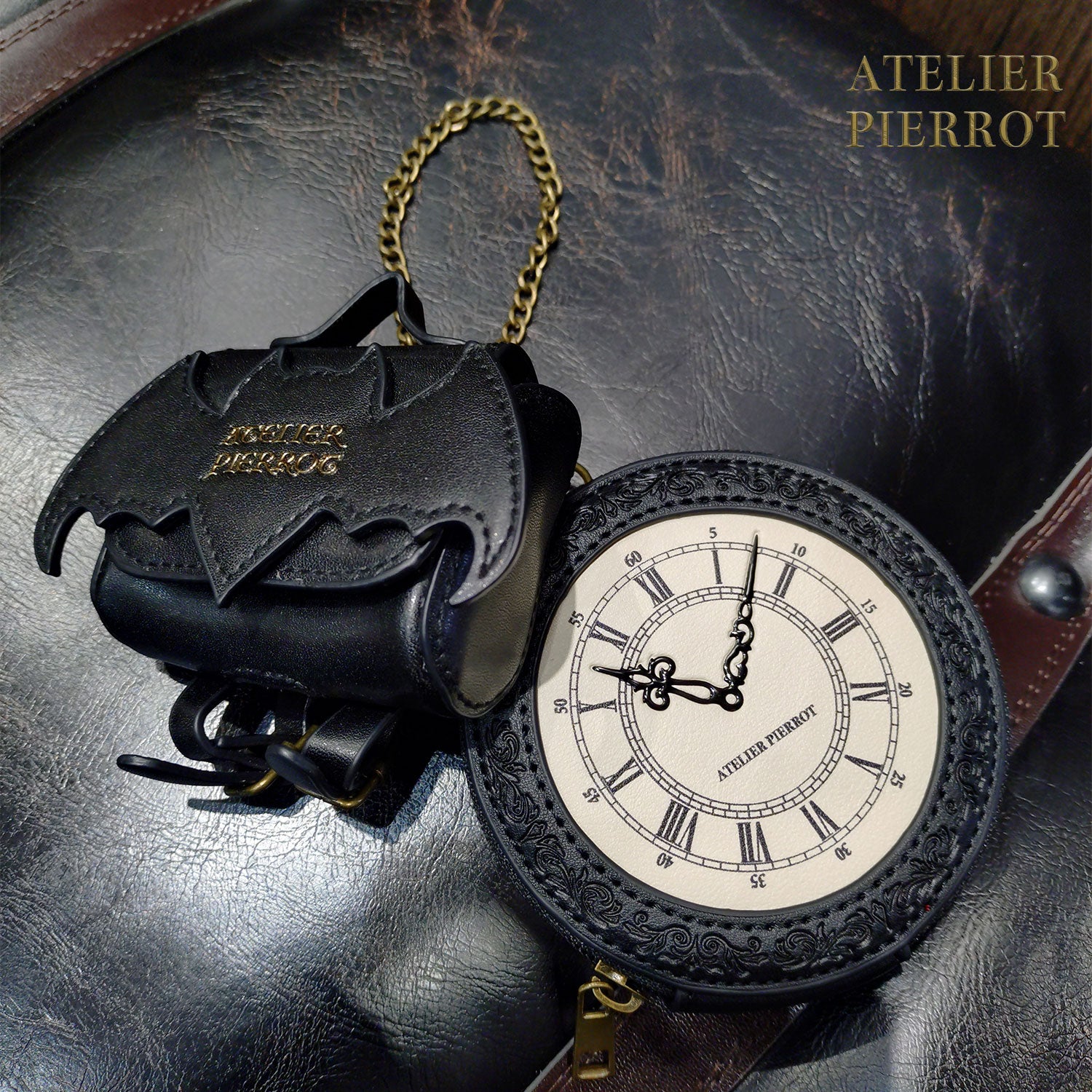 【ATELIER PIERROT】　Pochette a la carte  Coin Purse ~Clock~　ブロンズ/ブラック