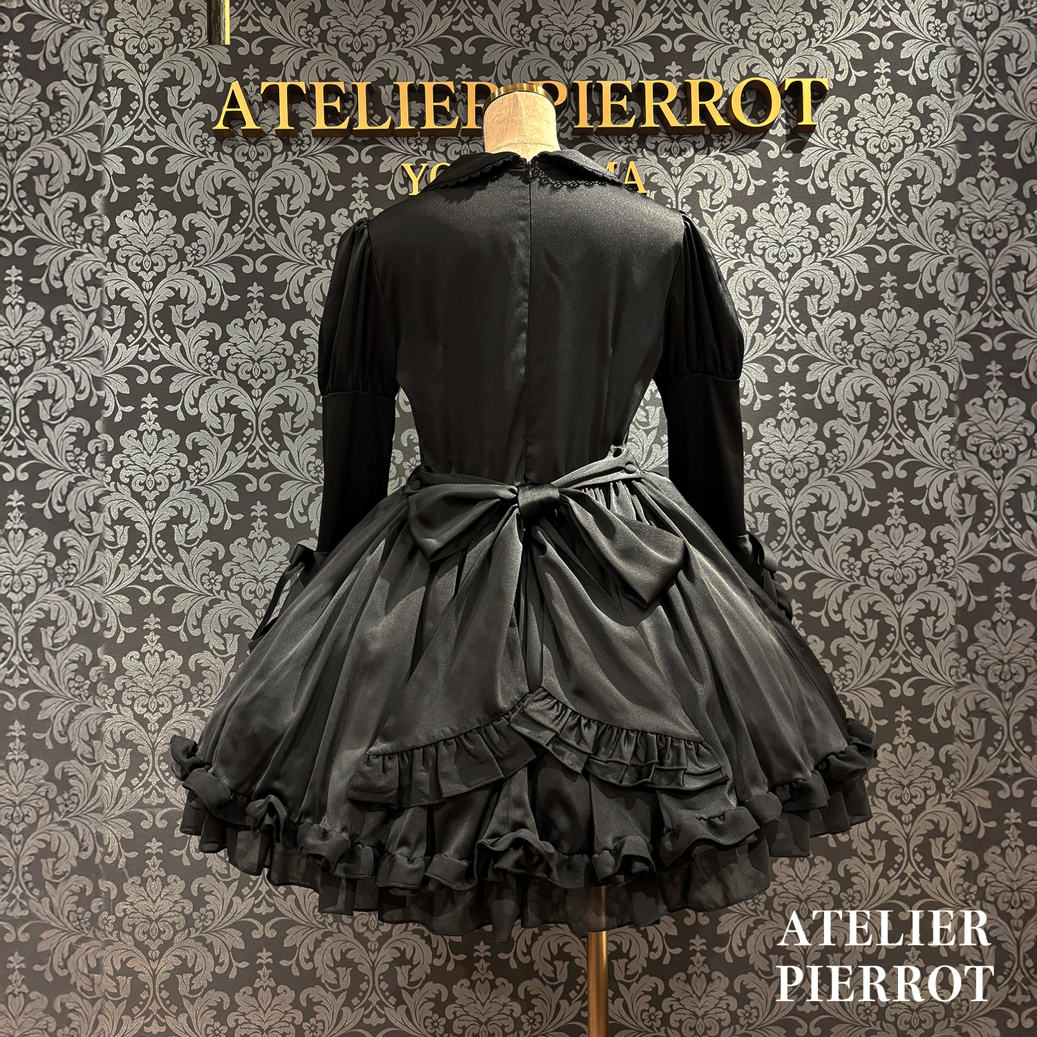【ATELIER PIERROT】frilly丝带美女连衣裙白色/波尔多/海军/黑色