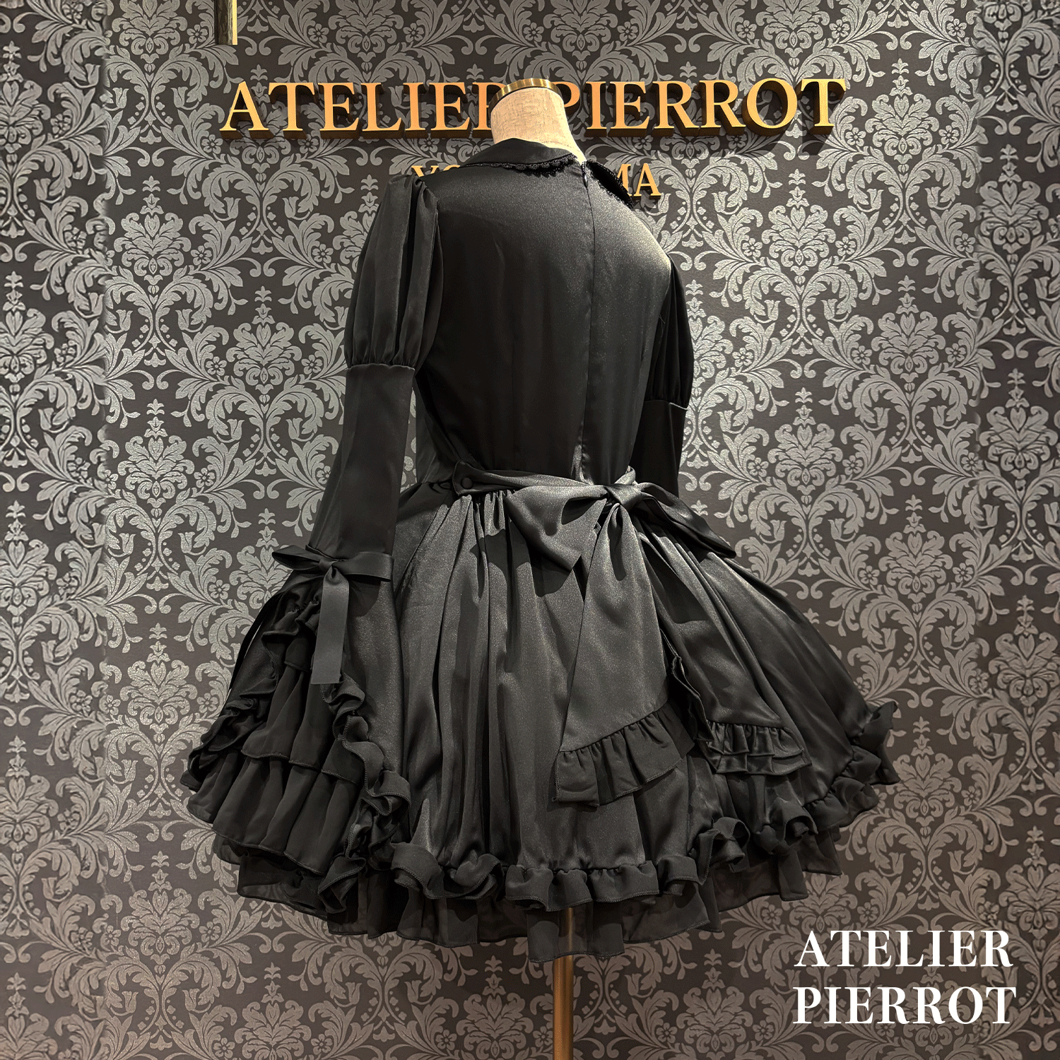 【ATELIER PIERROT】frilly丝带美女连衣裙白色/波尔多/海军/黑色