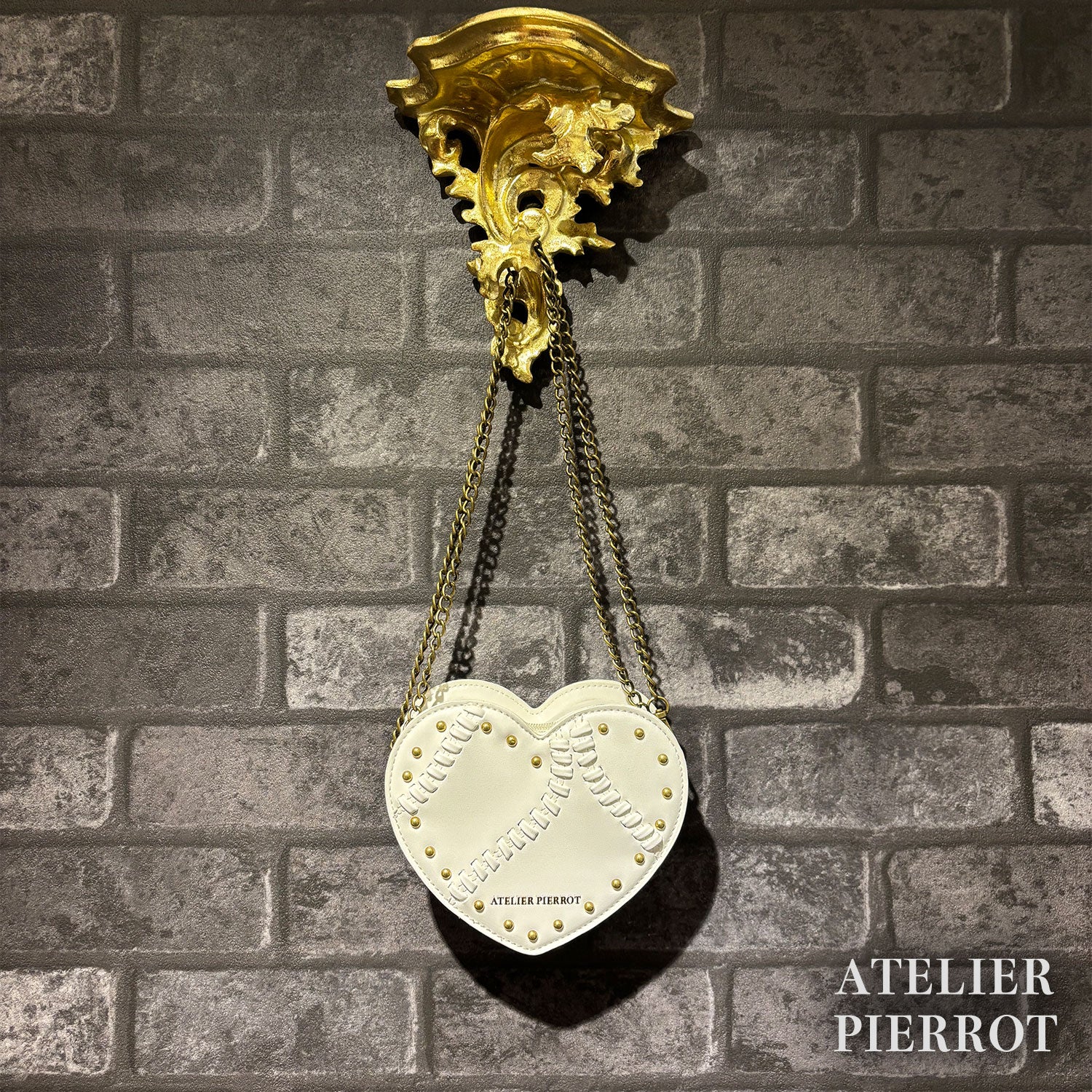 【ATELIER PIERROT】　Mended Heart Shoulder BAG　White/Bordeaux/Black ★Released in mid-February★