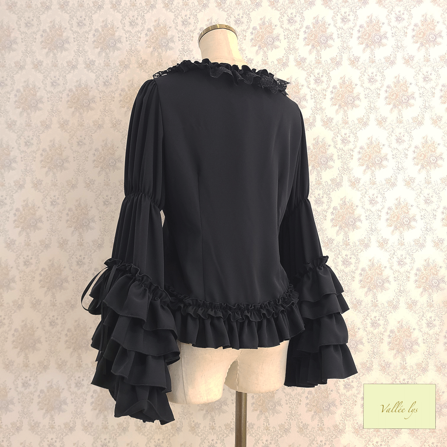 【Vallée lys】ヴァレリス　　Fairy Tale Ruffle Chiffon Bolero　White/ Black