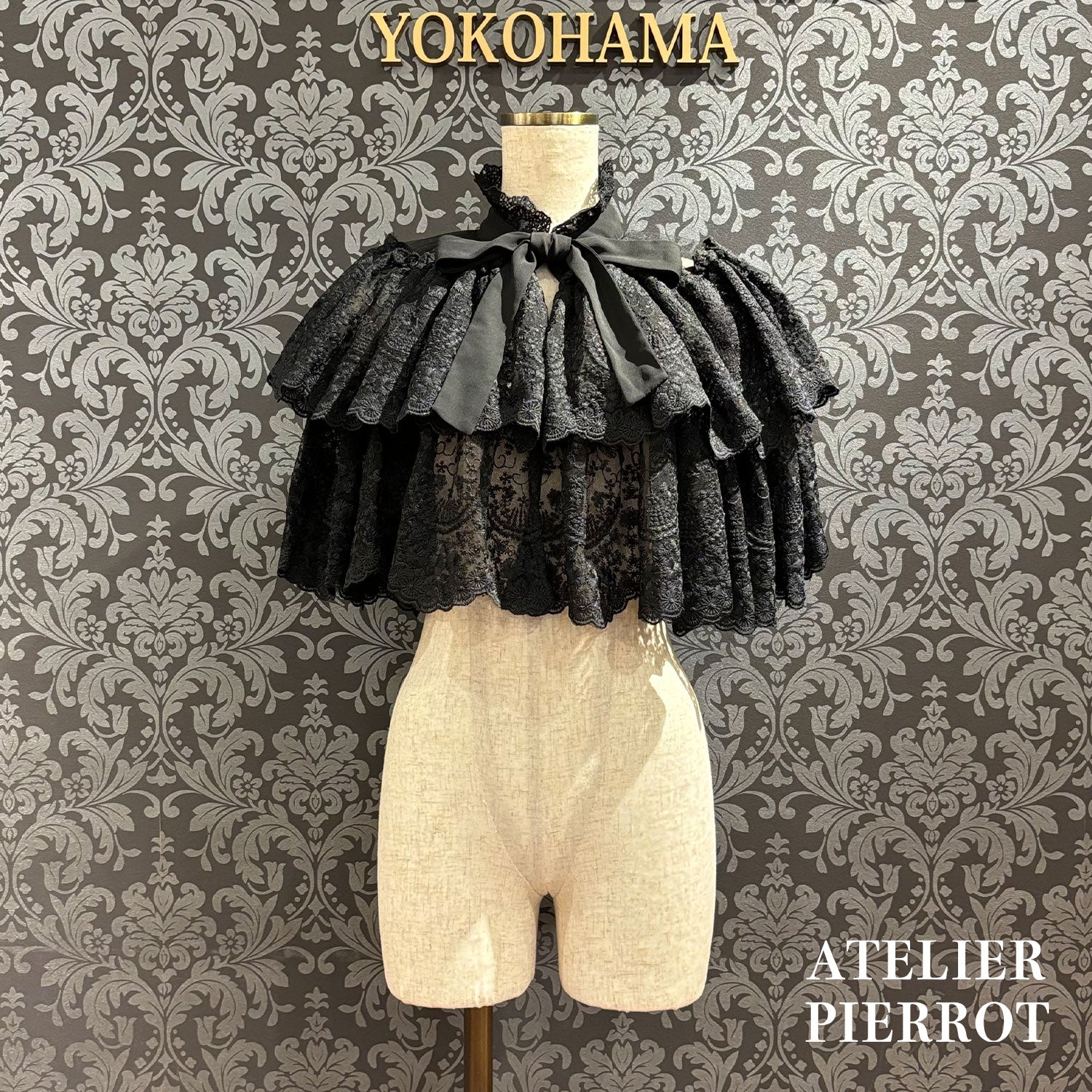 【ATELIER PIERROT】　★Jetzt Reservierungen entgegennehmen★Chantilly-Spitzen-CapeletWhite/Black