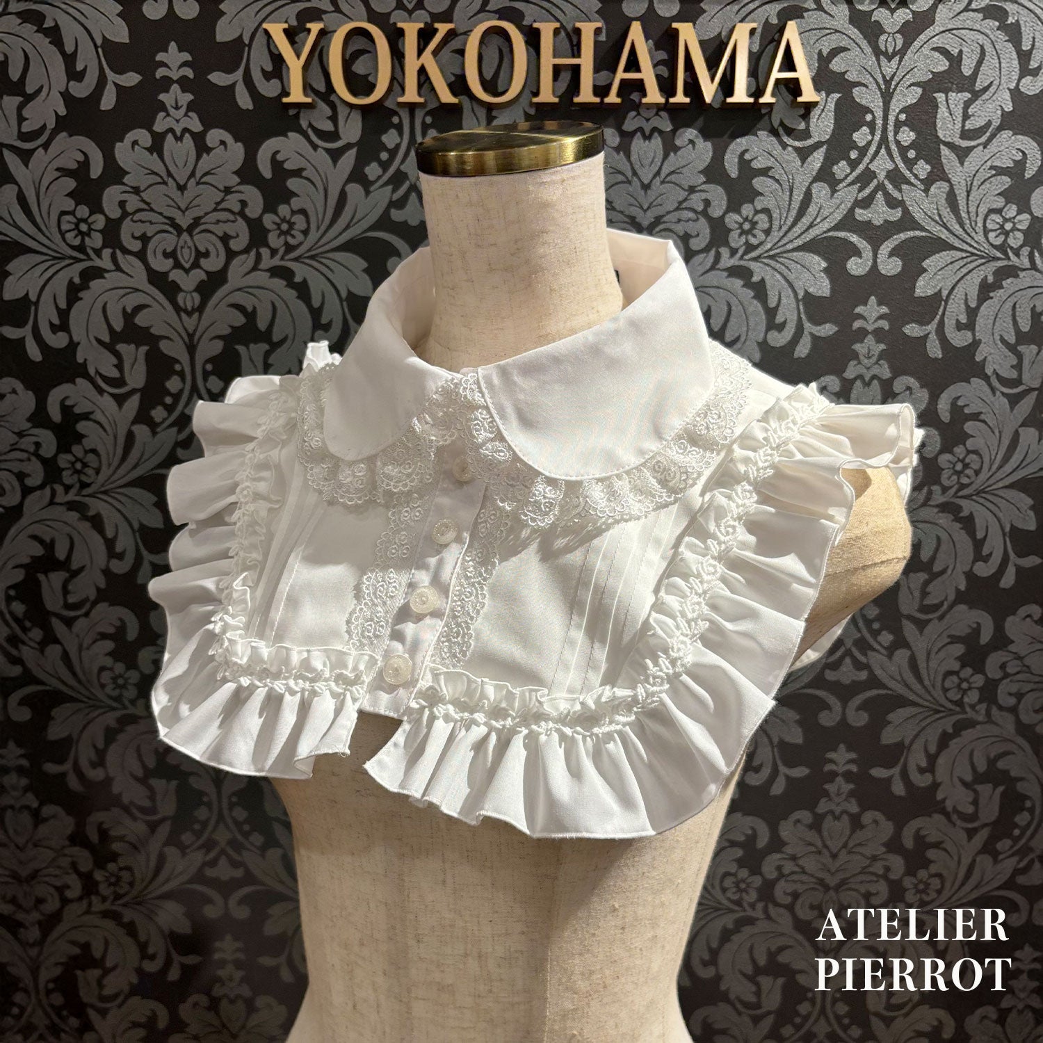 【ATELIER PIERROT] Attached collar/round collarWhite/Black