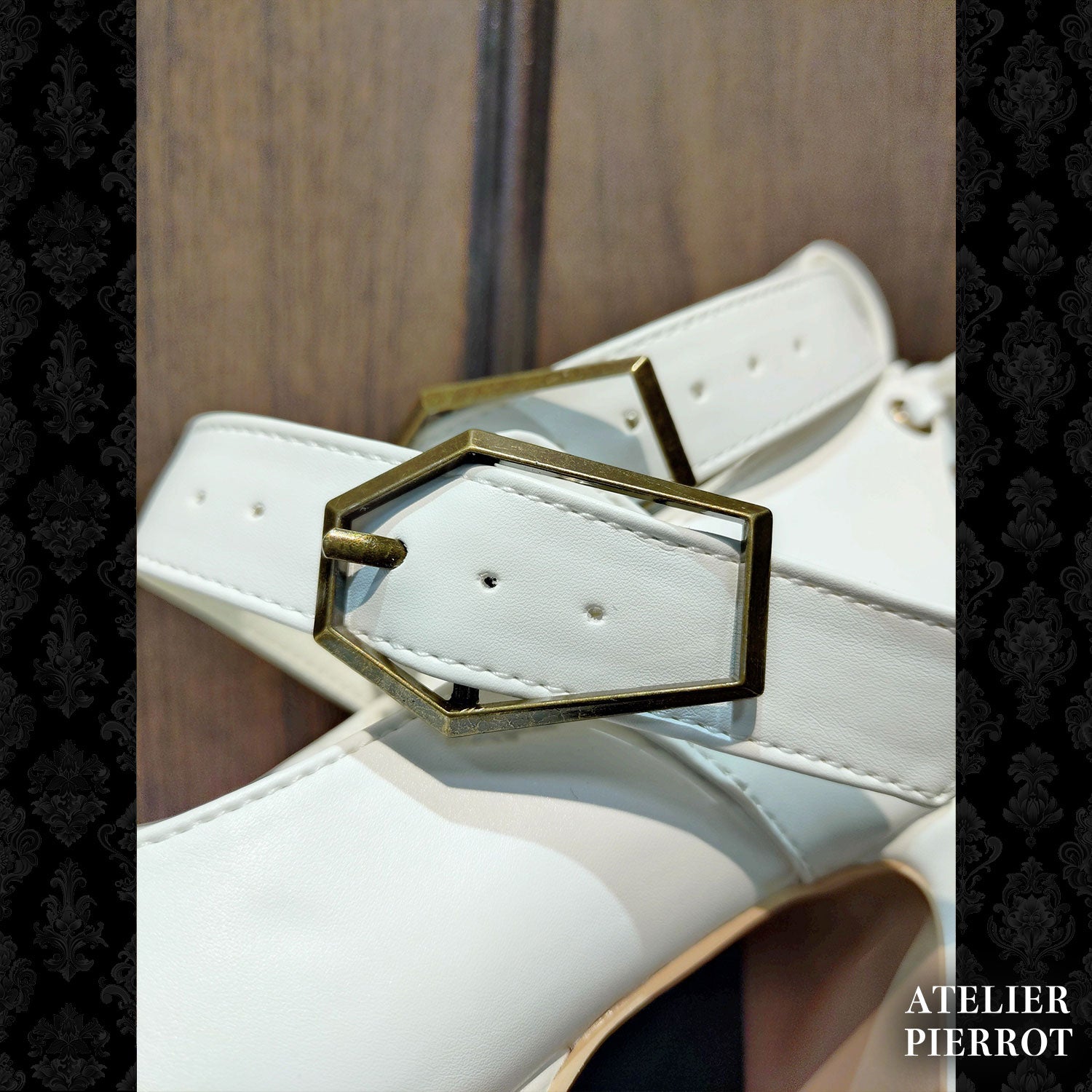 【ATELIER PIERROT】　★Now accepting reservations★ Coffin Buckle Lace-Up Platform PumpsWhite/Bordeaux/gold/BlackS/M/L/XL