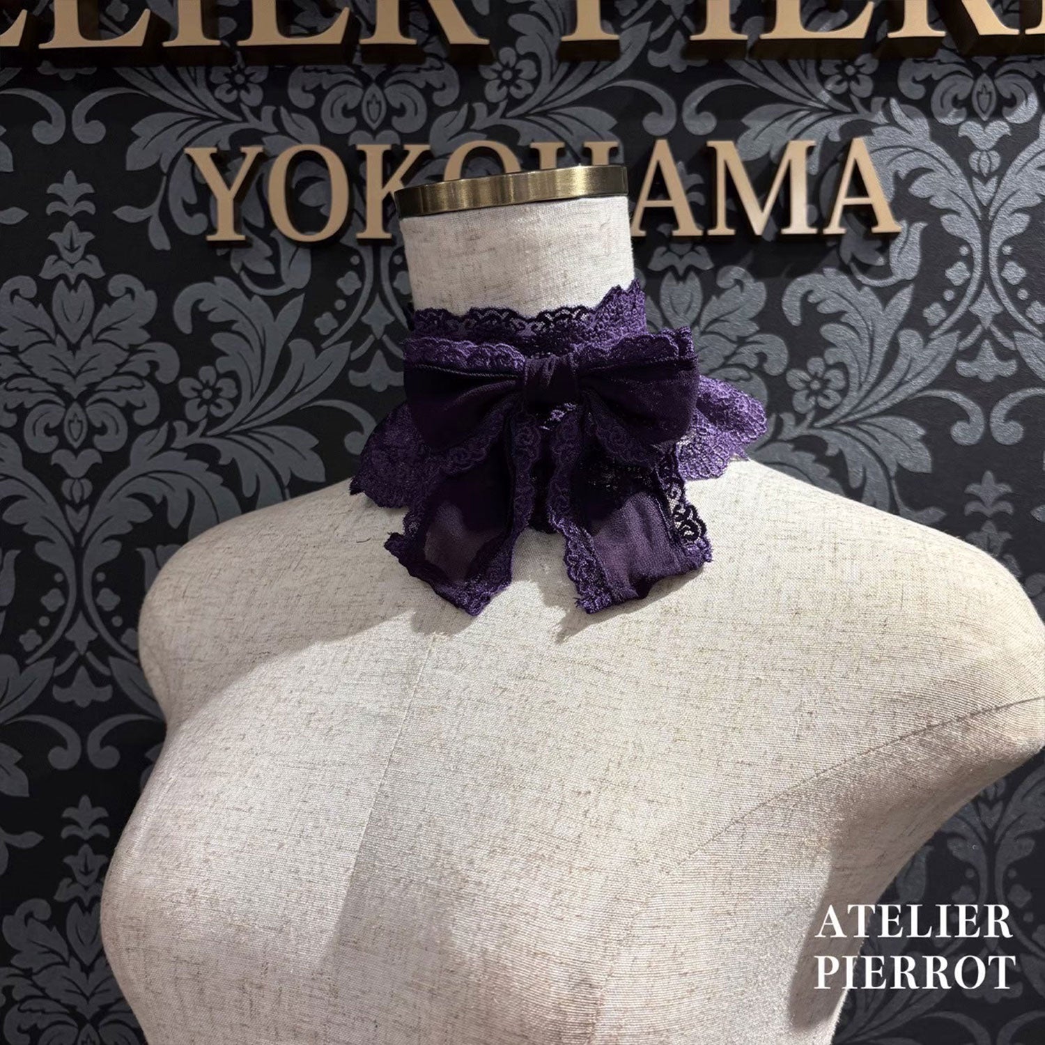 【ATELIER PIERROT【Laced Grace Choker】白/波尔多/紫/绿/海蓝色/黑