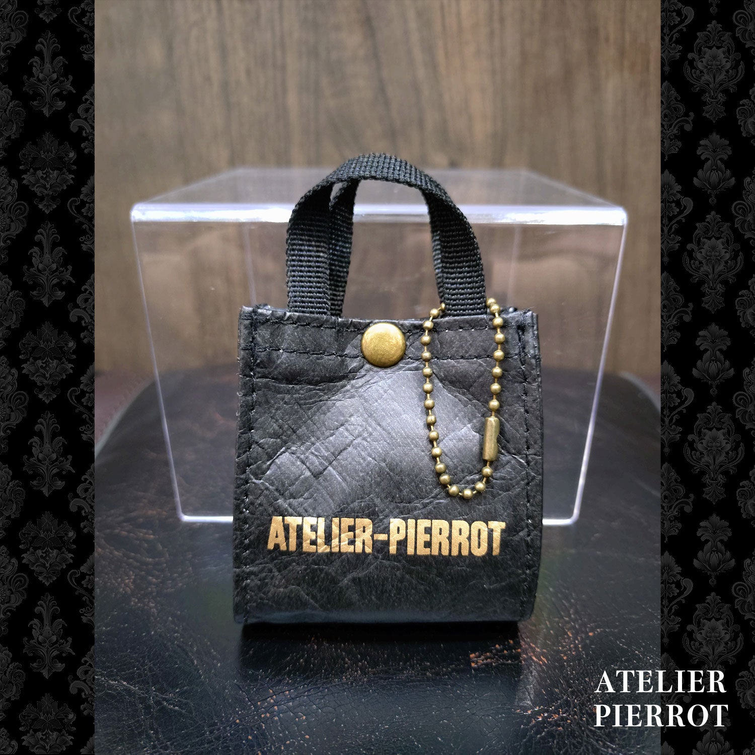 ATELIER-PIERROT】 ★ご予約受付中★ Mini Shopping Bag Charm　ダイヤ柄/ブラック