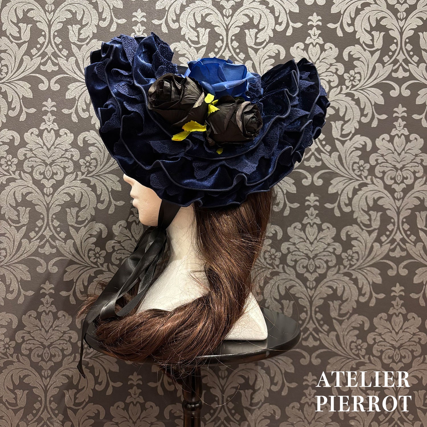【ATELIER PIERROT】 Adenophora Grand Headdress Bordeaux/Marine/Schwarz★Von Anfang bis Mitte September entlassen★