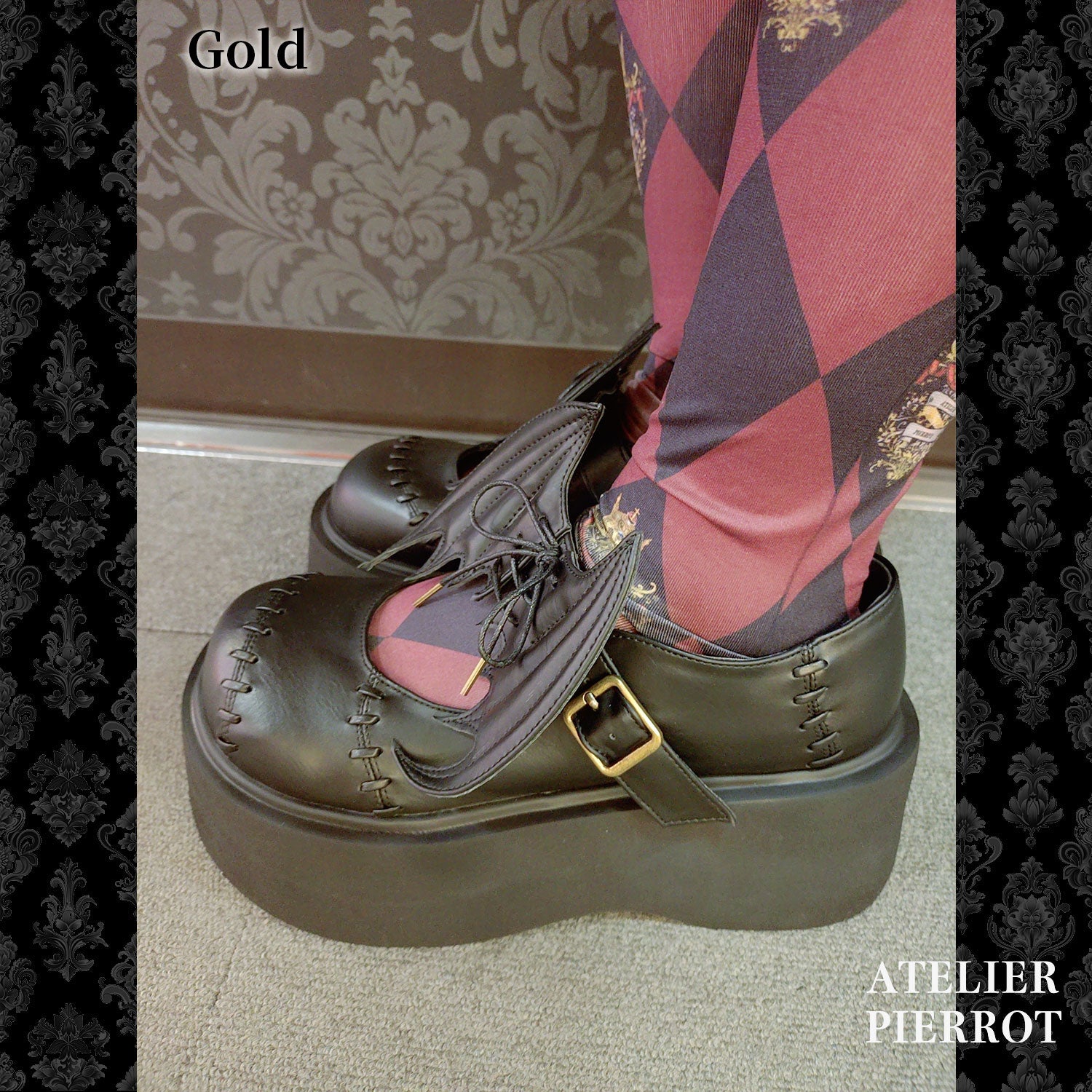 【ATELIER PIERROT】　“Nocturnal Grave” Batwing Mended Shoes　ゴールド/ブラック　S/M/L/XL