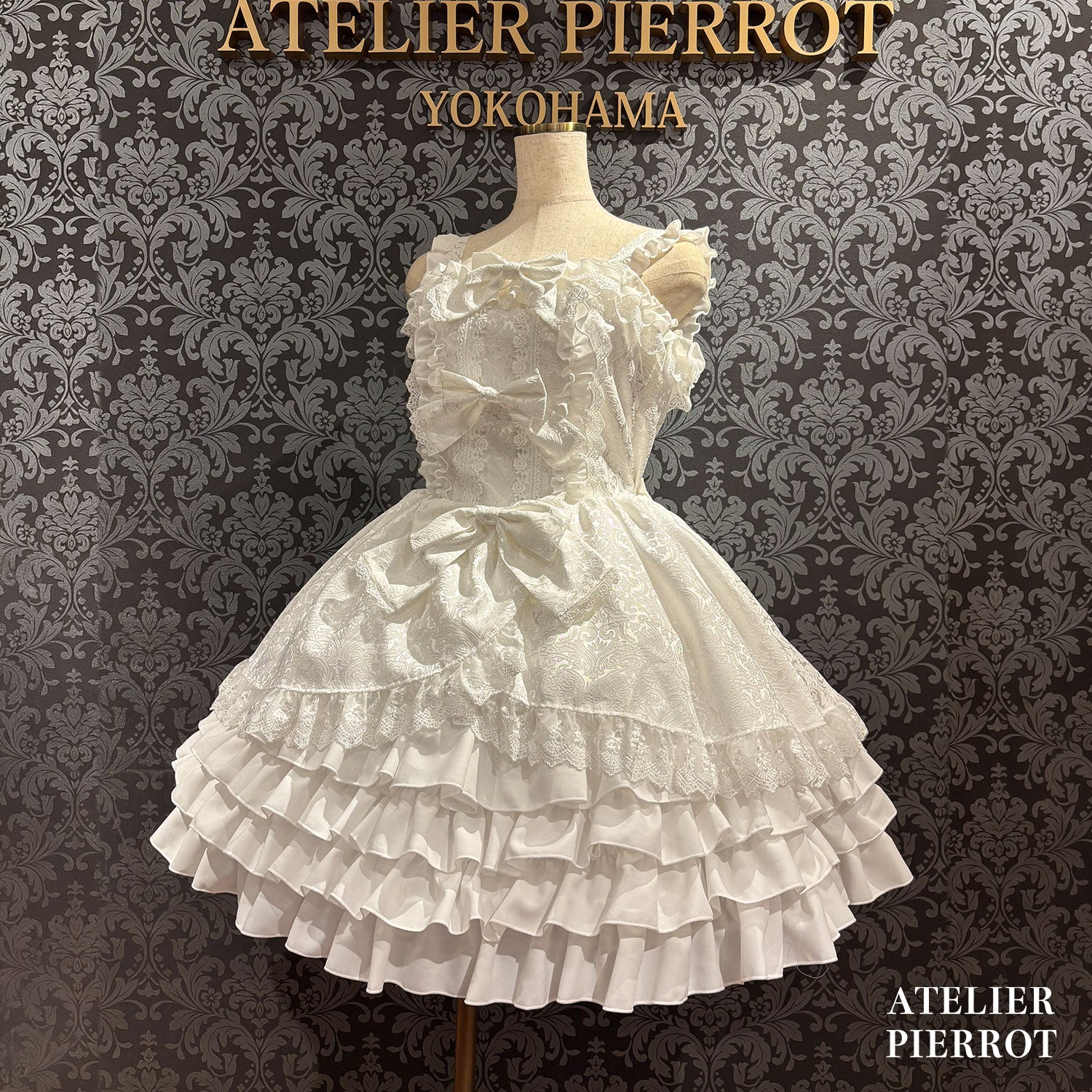 【ATELIER PIERROT】　★Jetzt Reservierungen entgegennehmen★Royaler Pulloverrock mit RüschenbandWhite/Pink/Bordeaux/Black