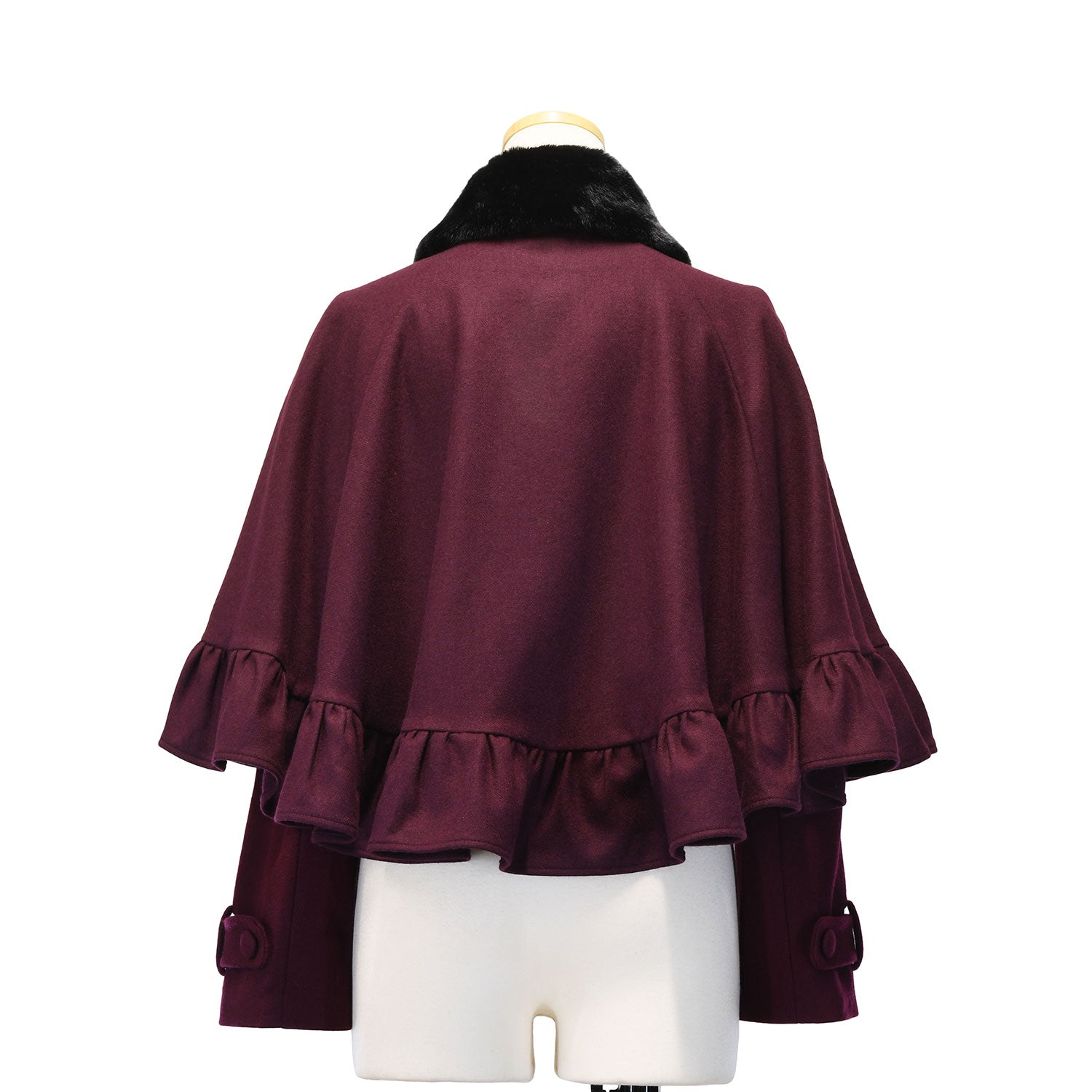 【Sheglit】シェグリット　●予約●"Gretel"ショートケープコート　ボルドー/ブラック　Mサイズ/Lサイズ