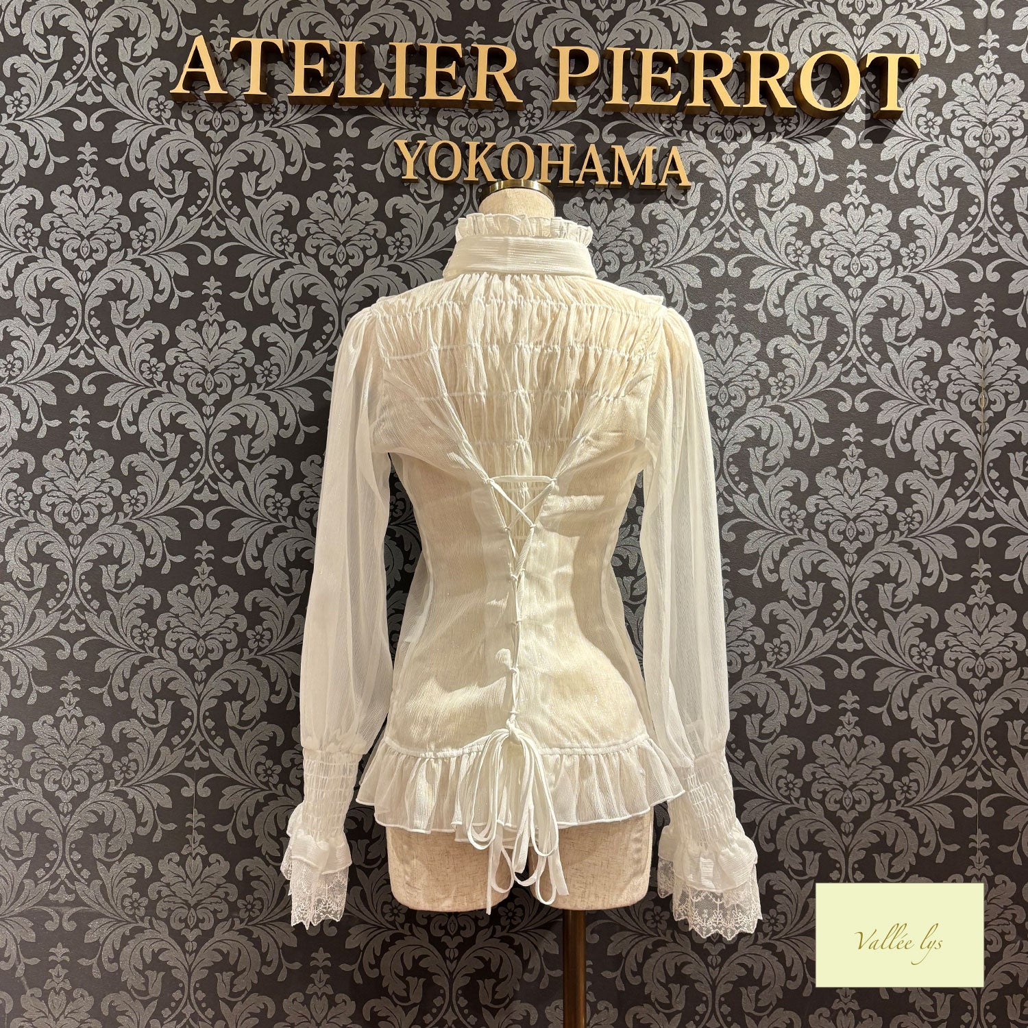 【Vallée lys】ヴァレリス　Ethereal Ribbon Blouse　ホワイト/ピンク/ブラック