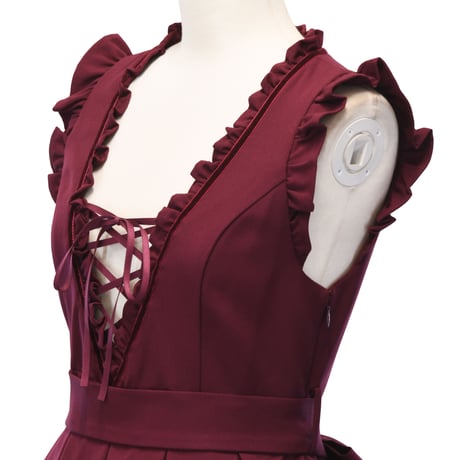 [Sheglit] Sheglit Lace Up Jumper Skirt Bordeaux/Navy/Black