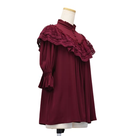 [Sheglit] Chemisier en mousseline Sheglit "Edelweiss"White/Bordeaux/Black