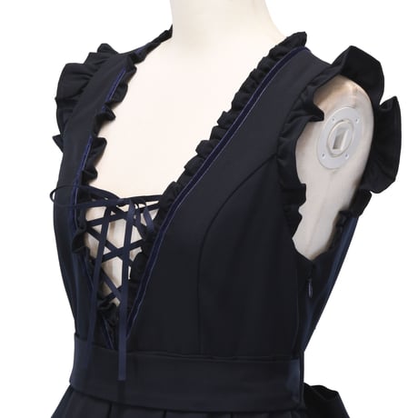 [Sheglit] Sheglit Lace Up Jumper Skirt Bordeaux/Navy/Black