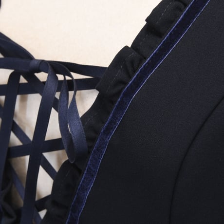 [Sheglit] Sheglit Lace Up Jumper Skirt Bordeaux/Navy/Black