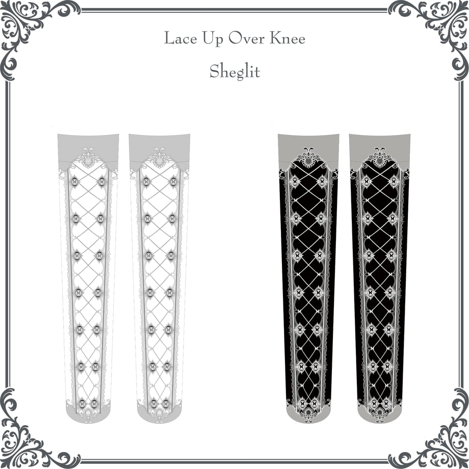 【Sheglit】シェグリット　Lace Up Over Knee　ホワイト/ブラック