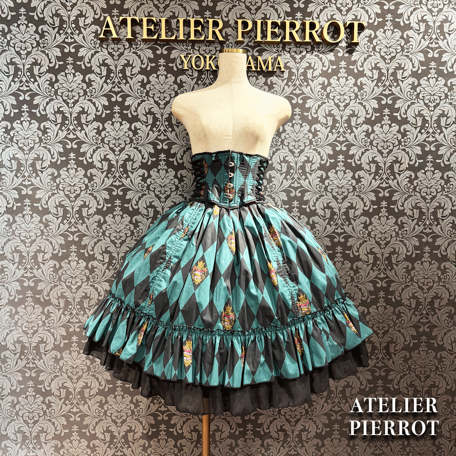 【ATELIER PIERROT】　"Diamond Circus" Corset　白×黒/ワイン/パープル/グリーン