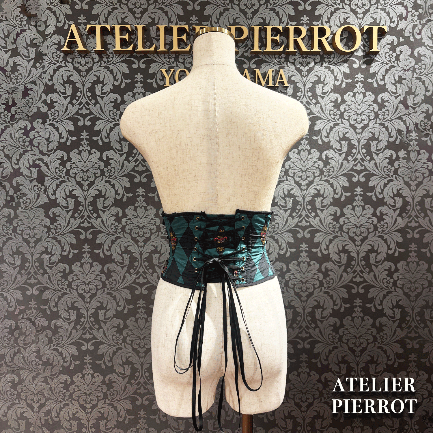 【ATELIER PIERROT】　"Diamond Circus" Corset　白×黒/ワイン/パープル/グリーン