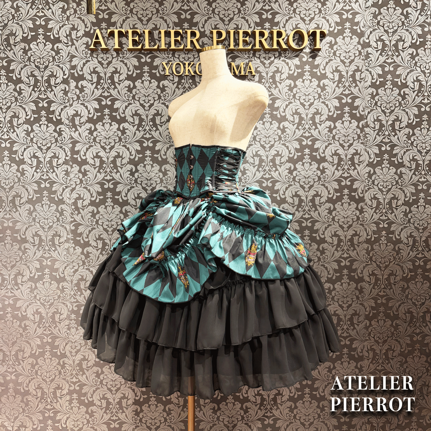 【ATELIER PIERROT】 "Diamond Circus" Corsé blanco x negro/vino/púrpura/verde★Lanzado a mediados de marzo★