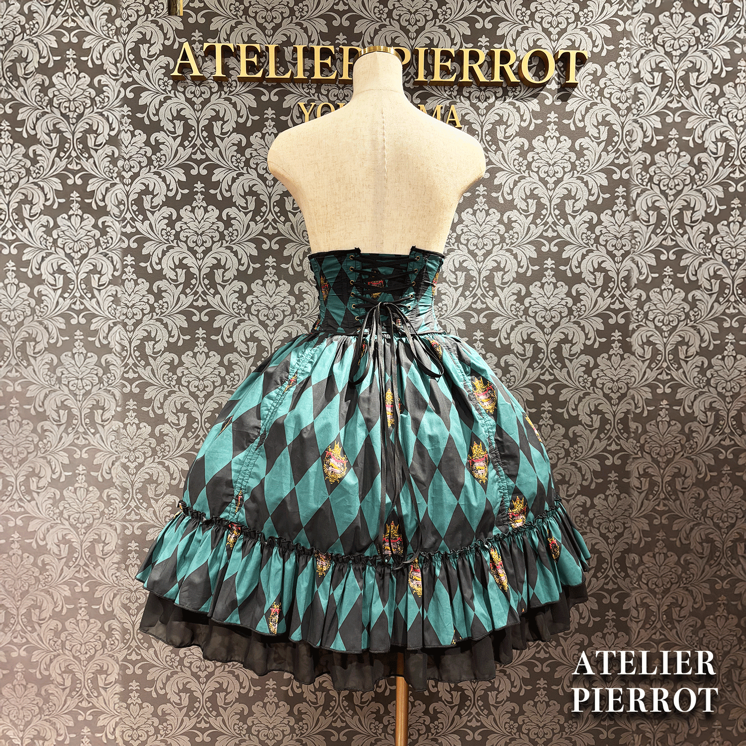 【ATELIER PIERROT】　"Diamond Circus" Corset　白×黒/ワイン/パープル/グリーン　★3月中旬発売★