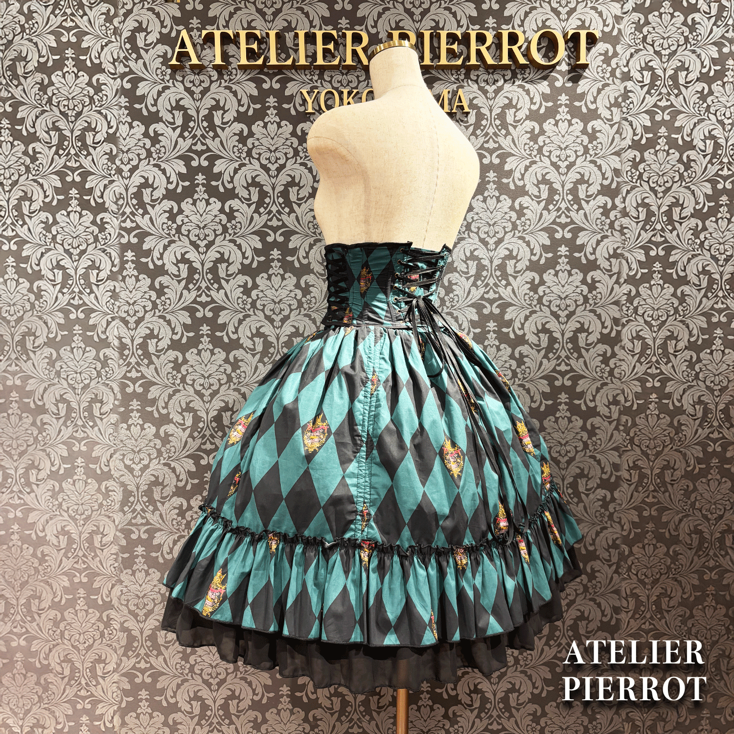 【ATELIER PIERROT】　"Diamond Circus" Corset　白×黒/ワイン/パープル/グリーン　★3月中旬発売★