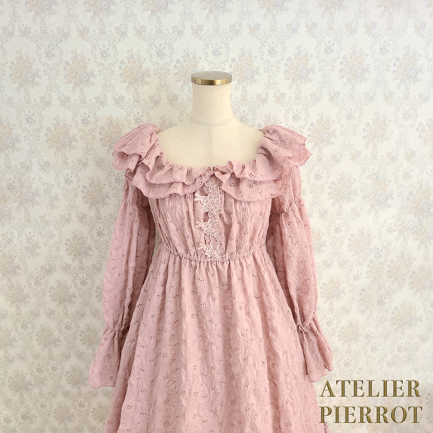 【ATELIER PIERROT】　Josephine Dress　Ivory/Mint/Pink/ Black