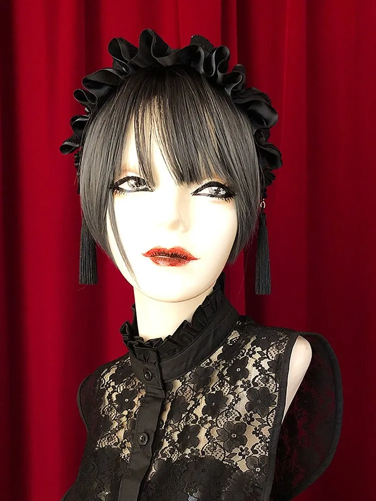 [Estrellas] Estrellas Asian Gothic Tassel Headband/Black x Black