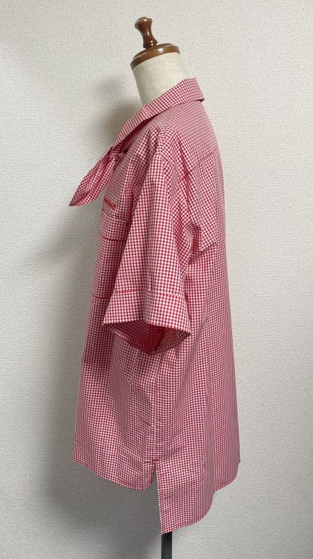 [Drop Física] Camisa de trabajo de novio de la serie de gingham gingham de gingham [Red Gingham x bordado rojo]