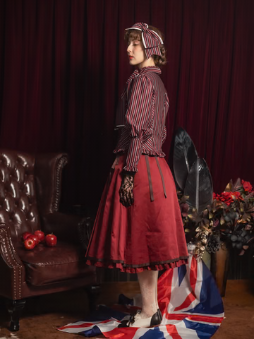 【Victorian maiden】ヴィクトリアンメイデン　★ご予約受付中★ Thick英国レジメンタルブラウスボレロ　ボルドー/ネイビー/ブラック