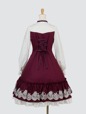【Victorian maiden】ヴィクトリアンメイデン　★ご予約受付中★ vintageレースプリントサテンメニーリボンドールドレス